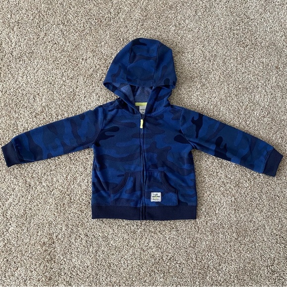 Carters toddler baby boy blue camo zip up jacket sweater size 24 months - Picture 2 of 7
